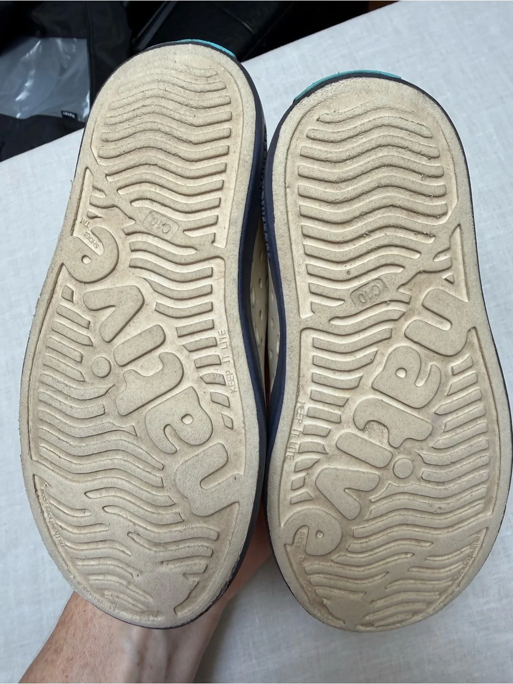 Native Kids Jefferson Slip-On Water Shoes in Beige and Navy 10